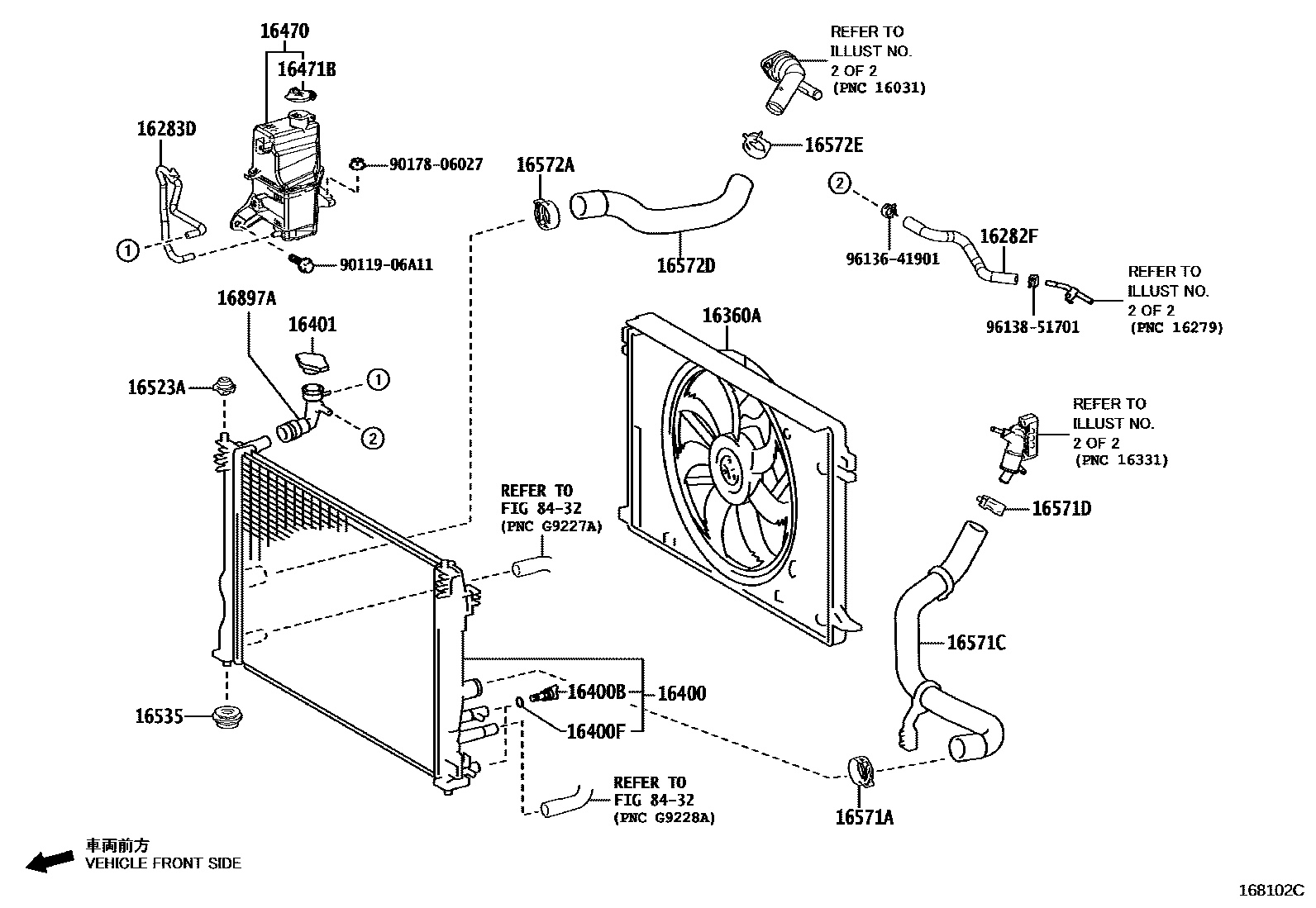 Toyota RAV4 RADIATOR & WATER OUTLET EPC diagram — 168102C
