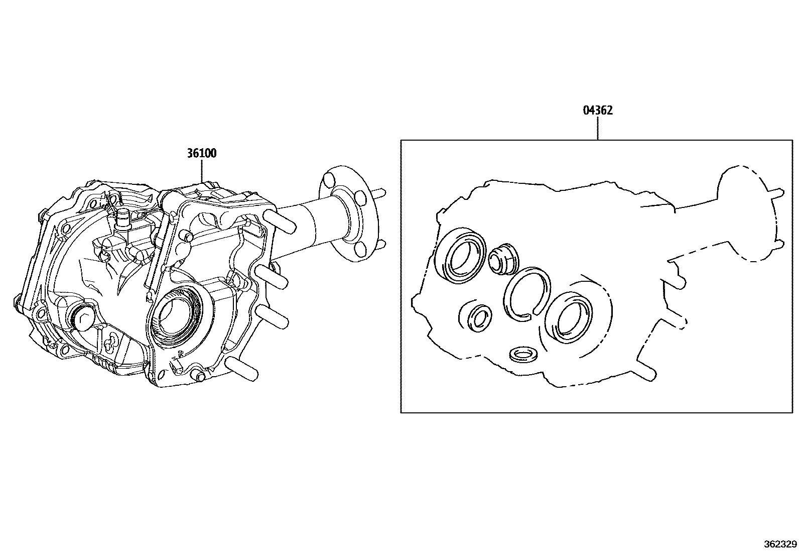 Toyota RAV4 Transfer Assembly & Gasket Kit EPC diagram — 362329