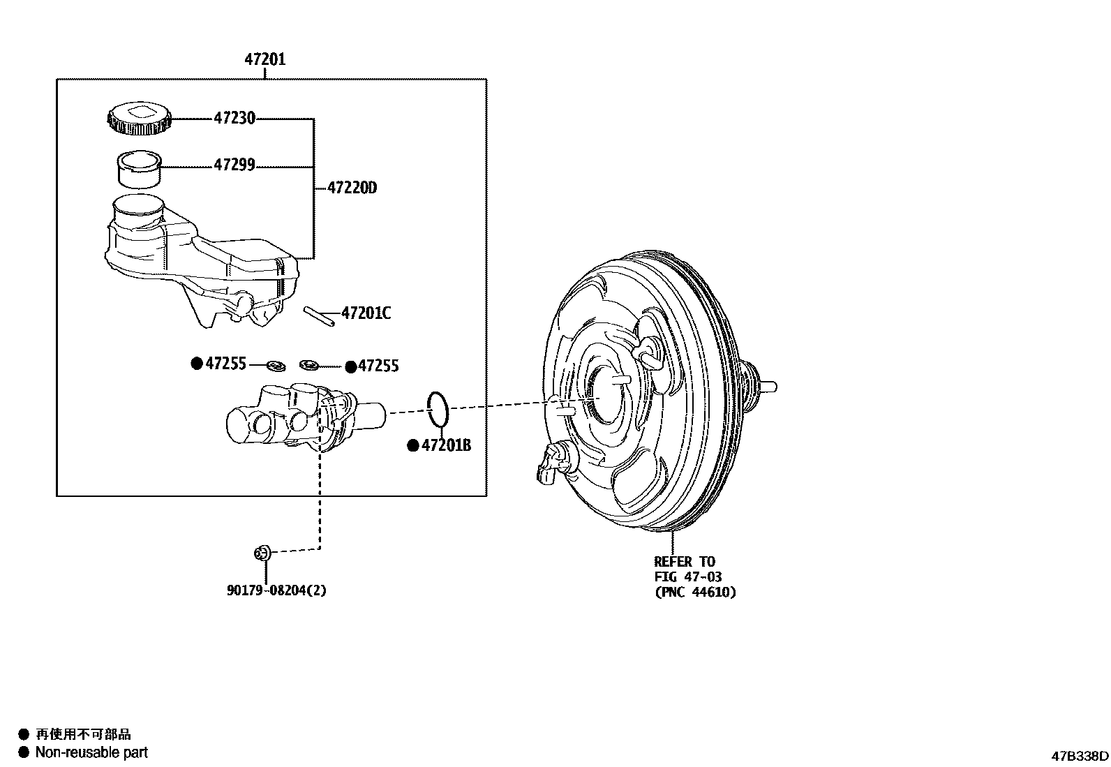 Toyota RAV4 制动总泵 EPC diagram — 47B338D