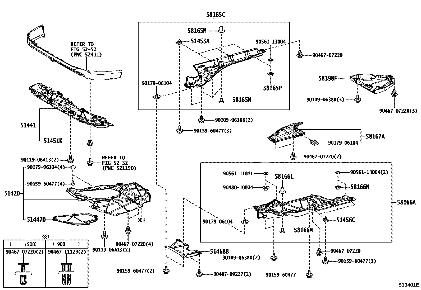 Toyota RAV4 悬架横梁和发动机底罩 EPC diagram — 513401E