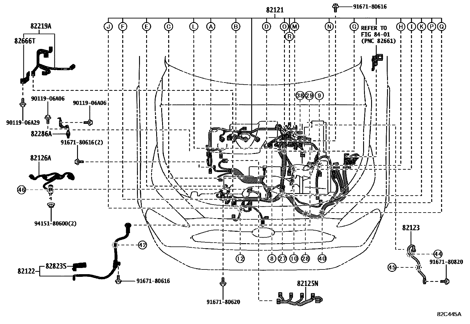 Toyota RAV4 线束和卡夹 EPC diagram — 82C445A