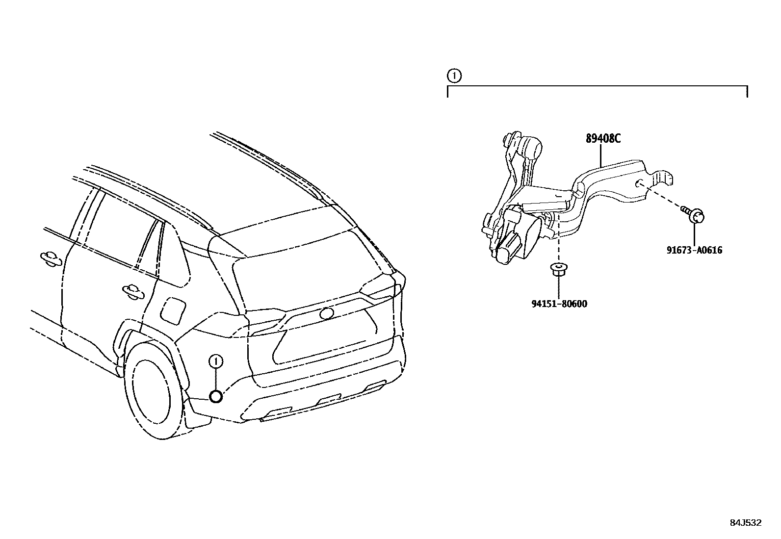 Toyota RAV4 电子高度控制 EPC diagram — 84J532