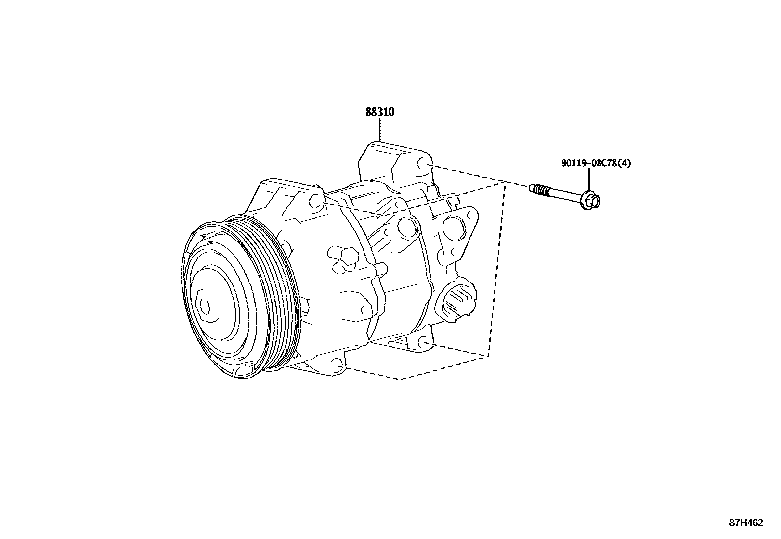 Toyota RAV4 Heating & Air Conditioning - Compressor EPC diagram — 87H462