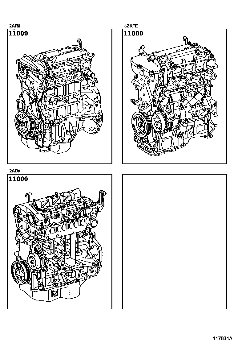 Toyota RAV4 Partial Engine Assembly EPC diagram — 117834A