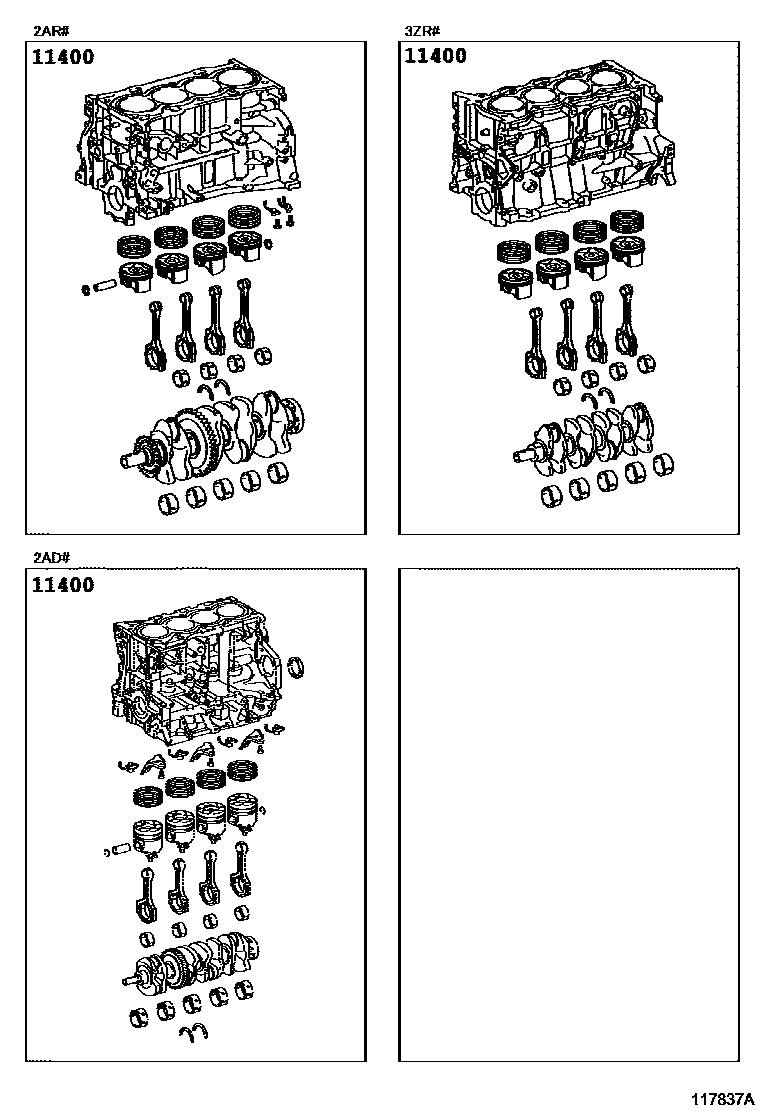 Toyota RAV4 Short Block Assembly EPC diagram — 117837A