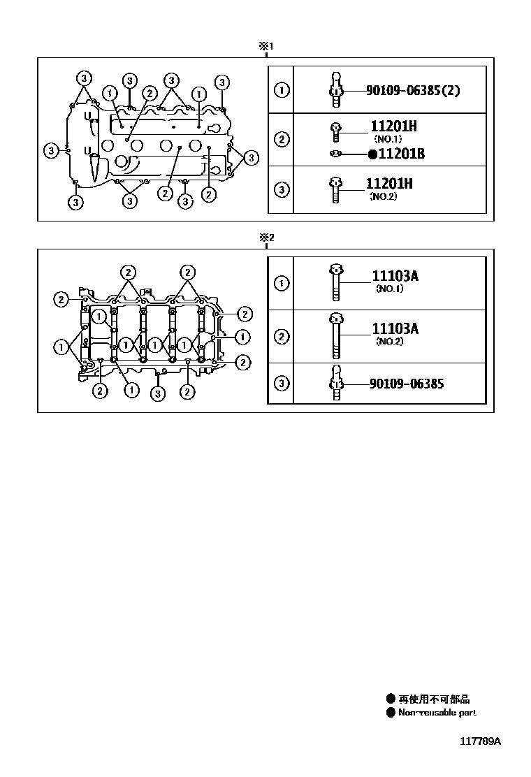 Toyota RAV4 Cylinder Head EPC diagram — 117789A