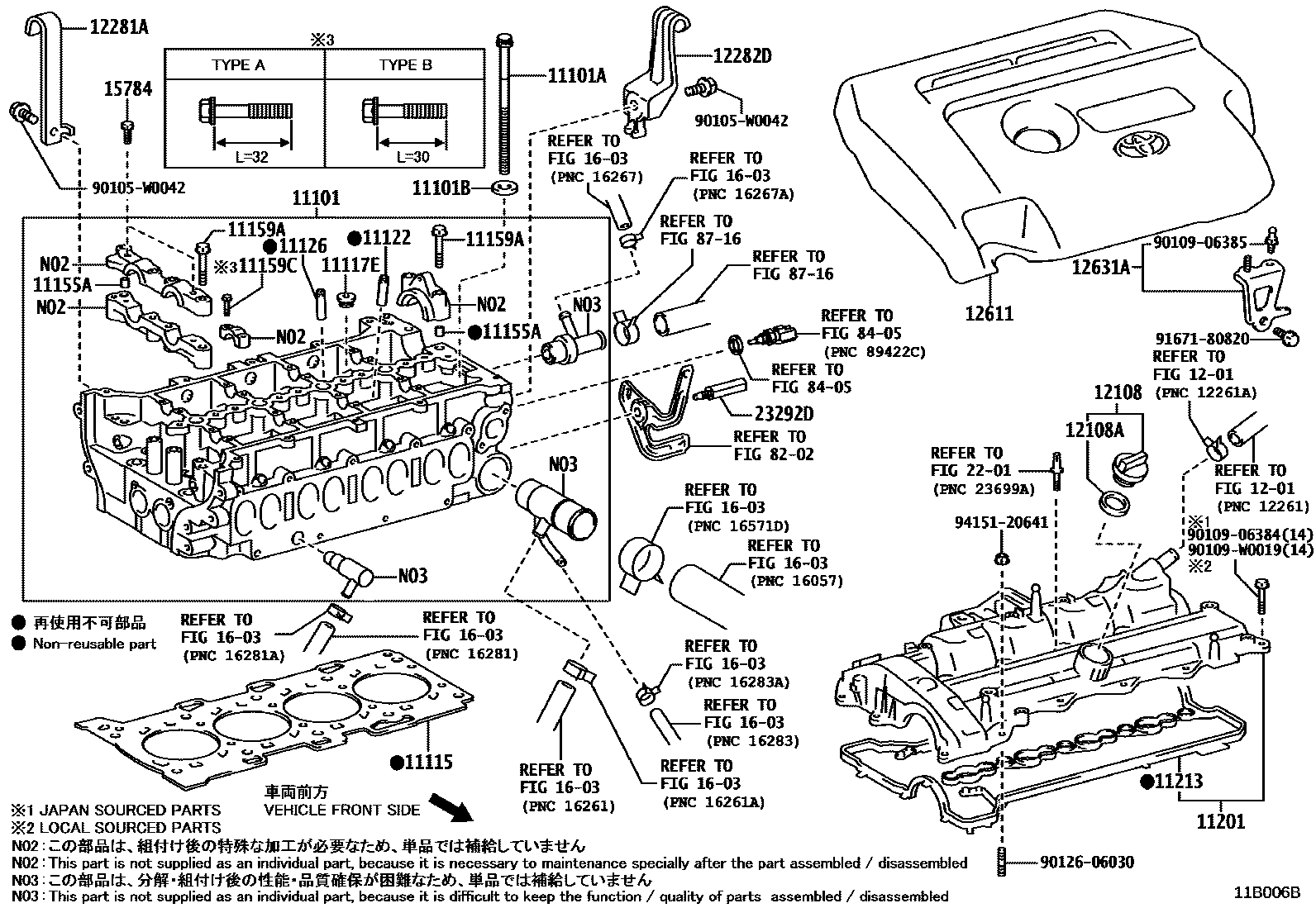Toyota RAV4 Cylinder Head EPC diagram — 11B006B