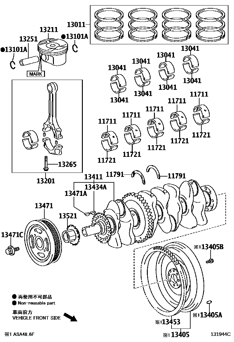 Toyota RAV4 Crankshaft & Piston EPC diagram — 131944C