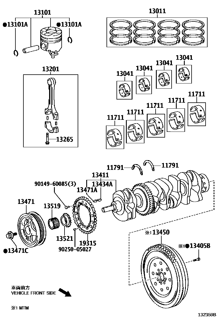 Toyota RAV4 Crankshaft & Piston EPC diagram — 132359B