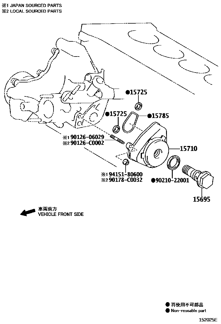 Toyota RAV4 Engine Oil Cooler EPC diagram — 152025E