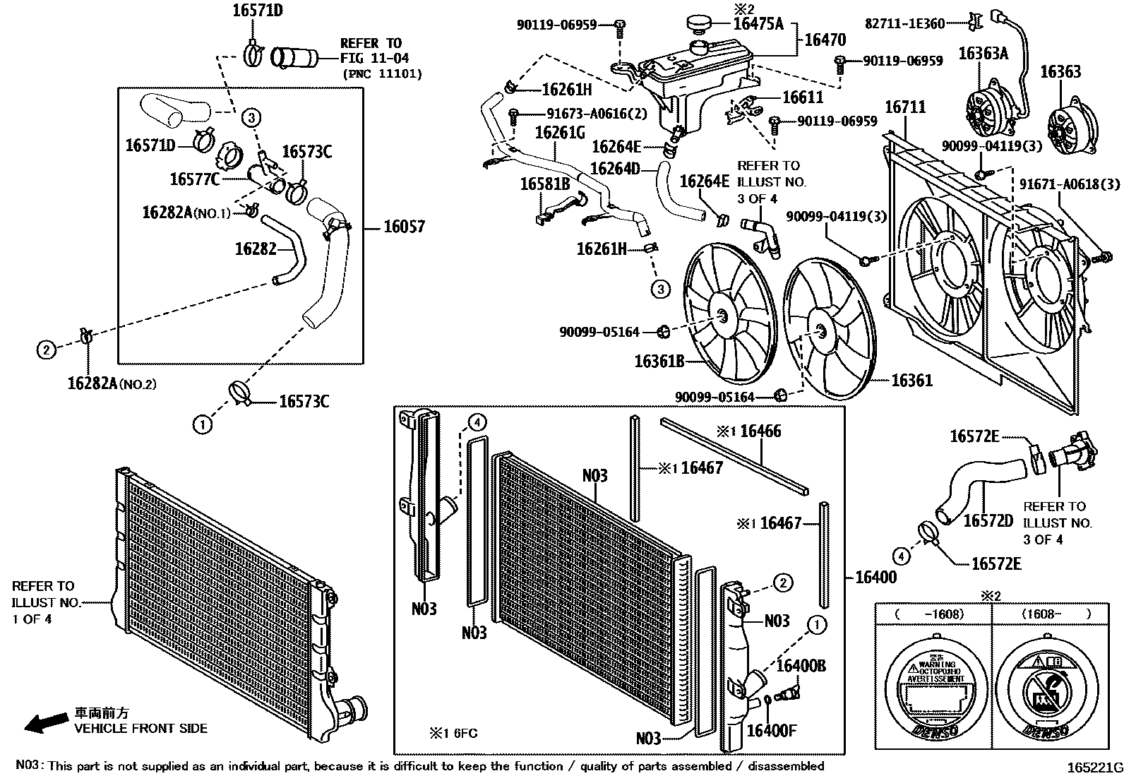 Toyota RAV4 RADIATOR & WATER OUTLET EPC diagram — 165221G