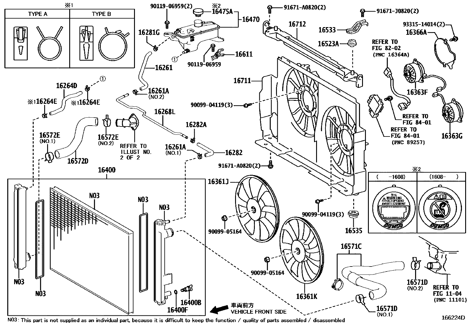 Toyota RAV4 RADIATOR & WATER OUTLET EPC diagram — 166224D