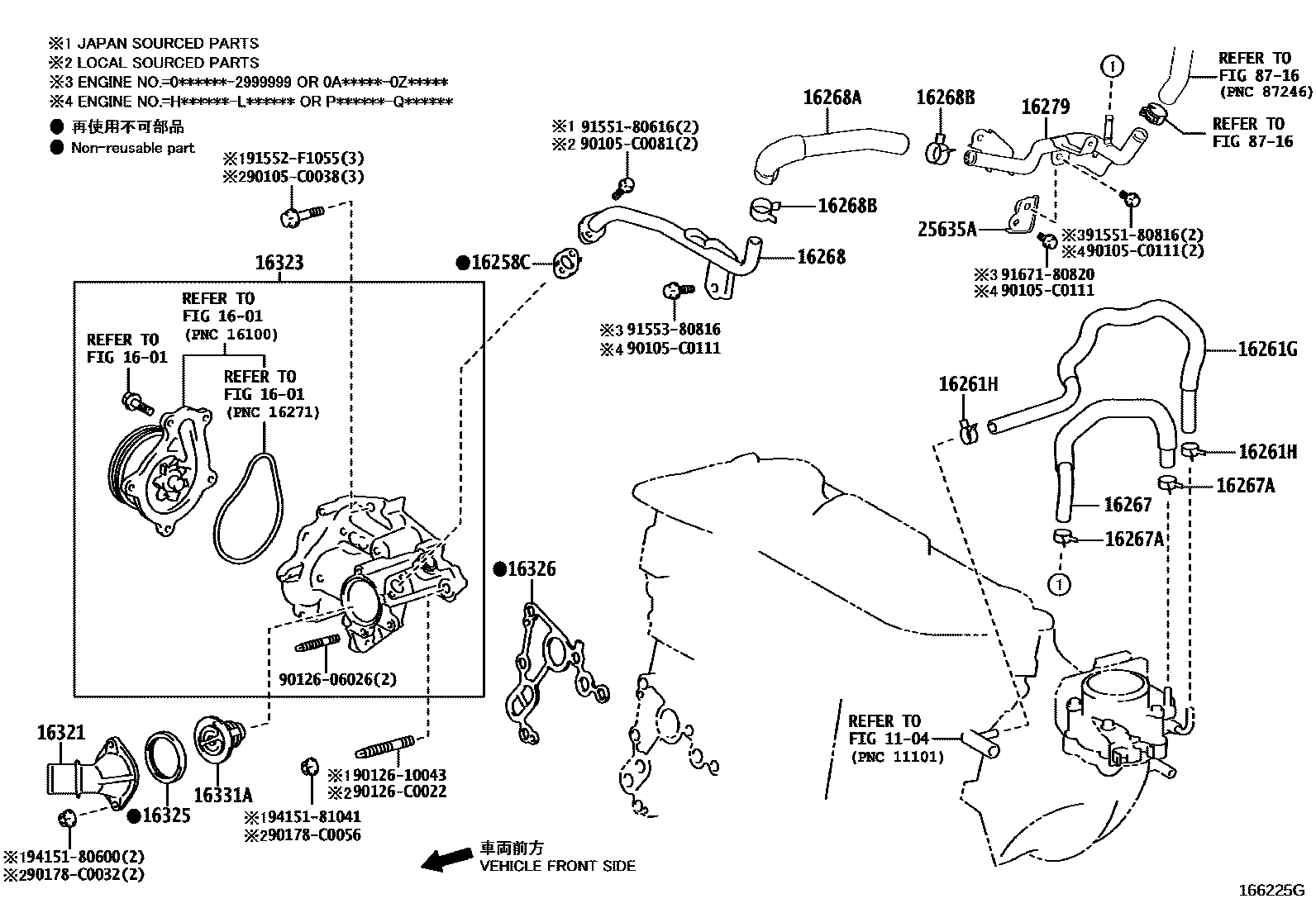Toyota RAV4 RADIATOR & WATER OUTLET EPC diagram — 166225G