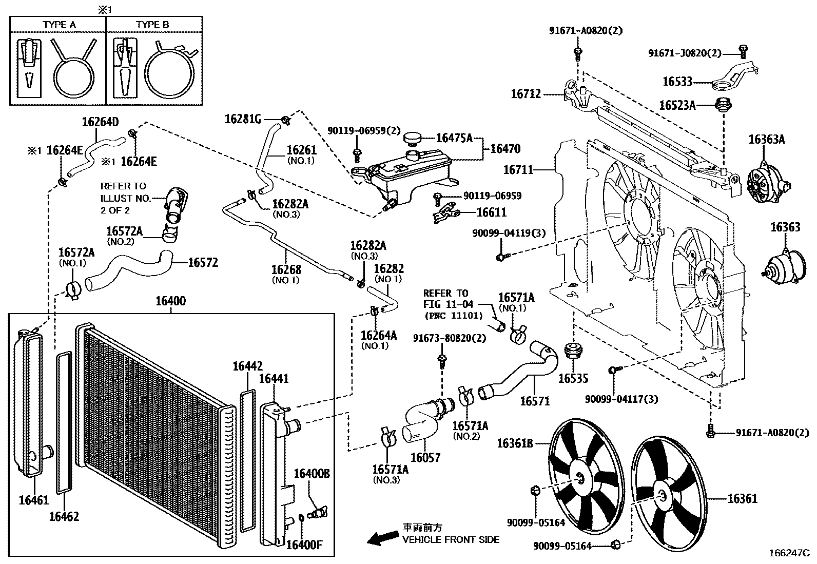 Toyota RAV4 RADIATOR & WATER OUTLET EPC diagram — 166247C