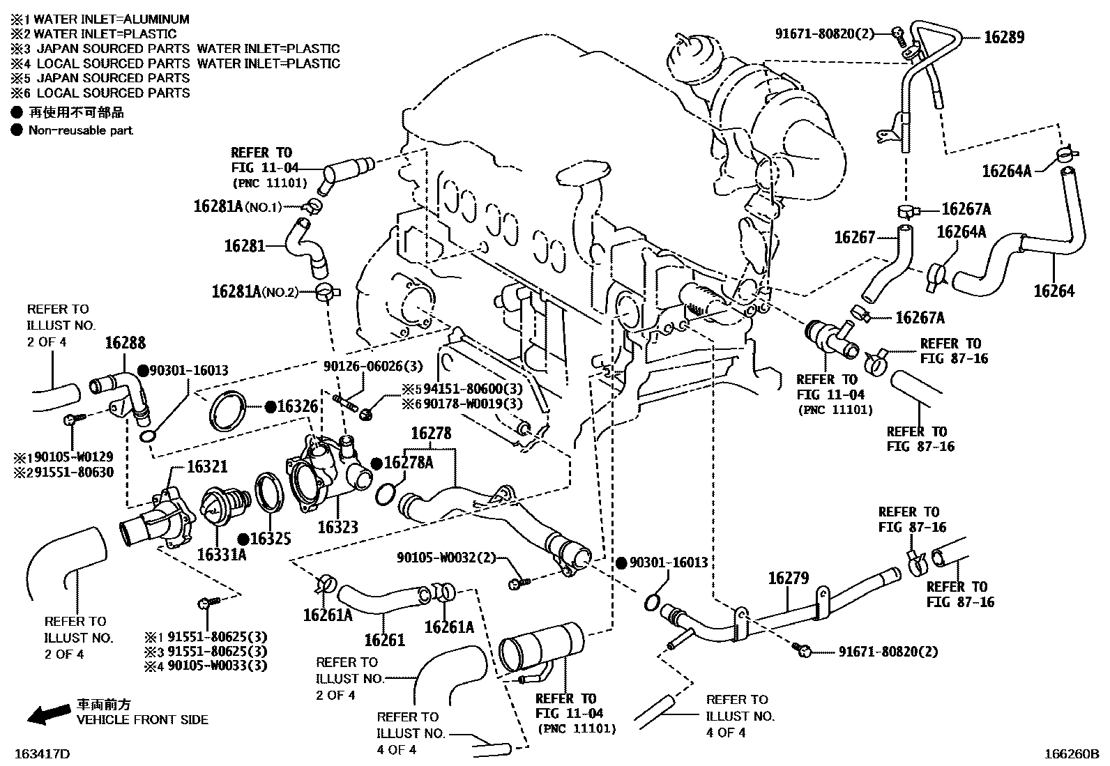 Toyota RAV4 RADIATOR & WATER OUTLET EPC diagram — 166260B