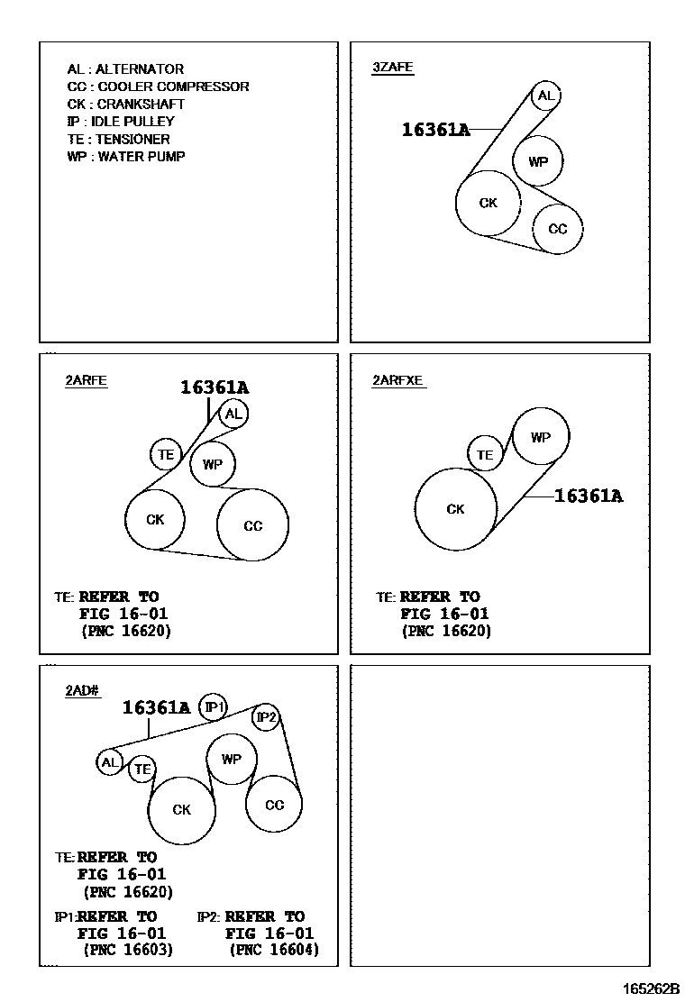 Toyota RAV4 V-Belt EPC diagram — 165262B