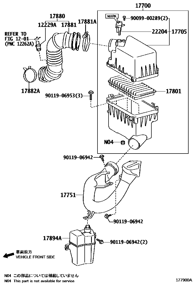 Toyota RAV4 Air Cleaner EPC diagram — 177900A