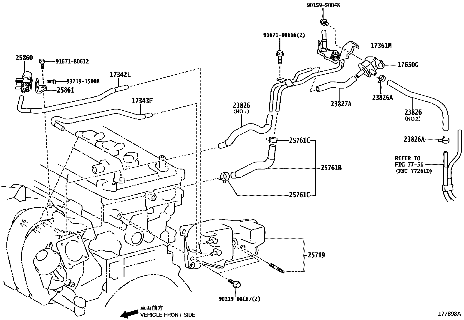 Toyota RAV4 vacuum tube EPC diagram — 177898A