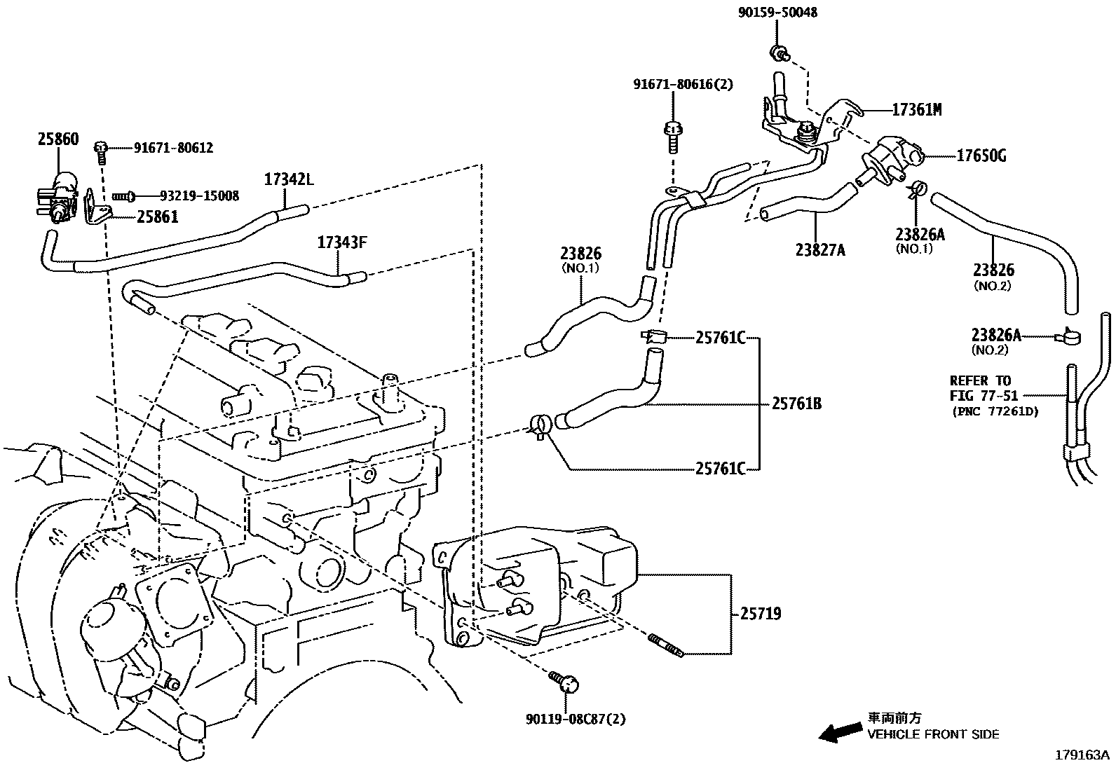 Toyota RAV4 vacuum tube EPC diagram — 179163A