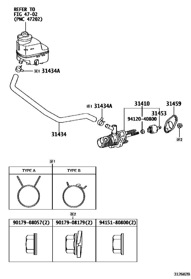 Toyota RAV4 离合器总泵 EPC diagram — 312682B