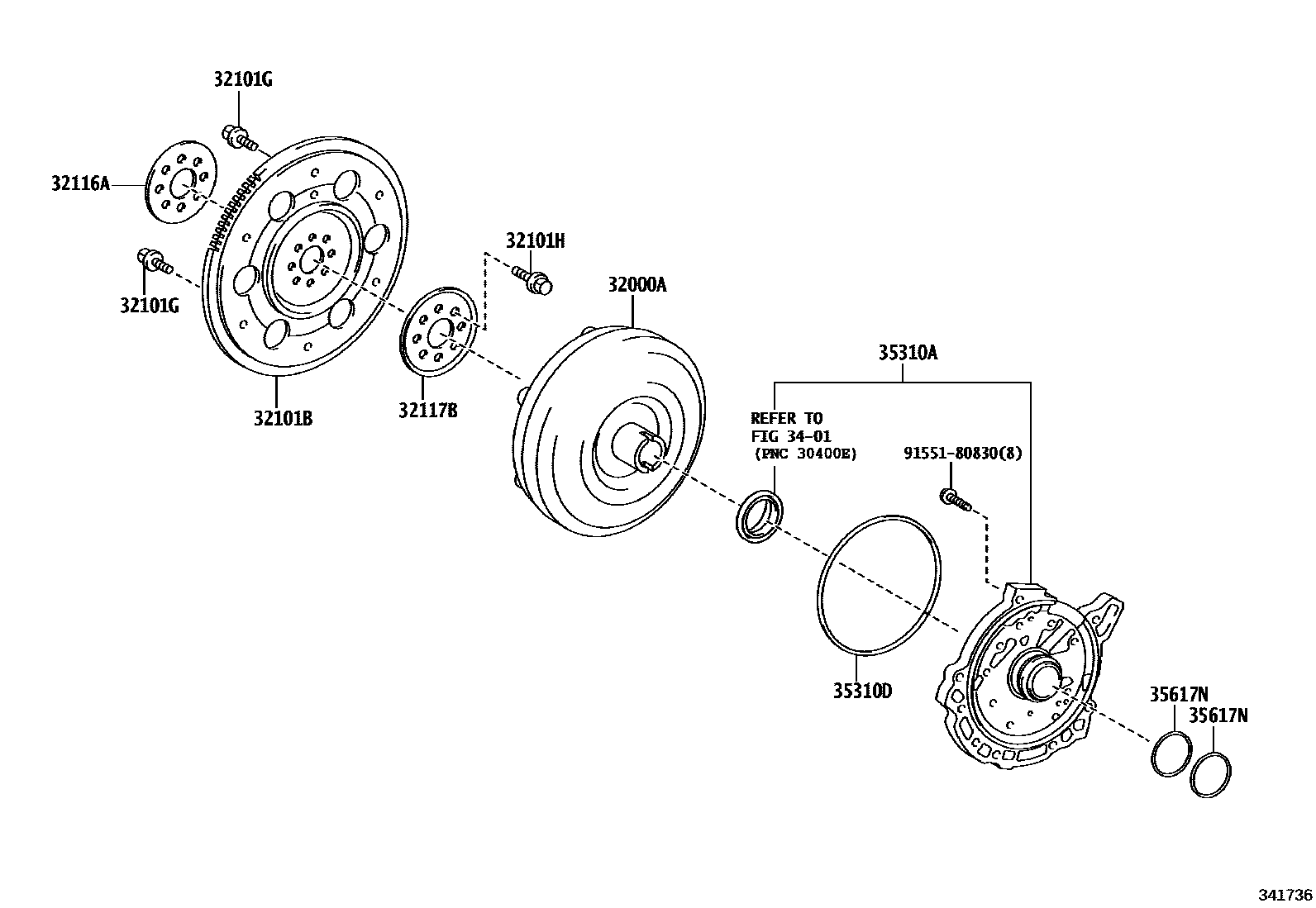 Toyota RAV4 变矩器、前油泵(CVT) EPC diagram — 341736