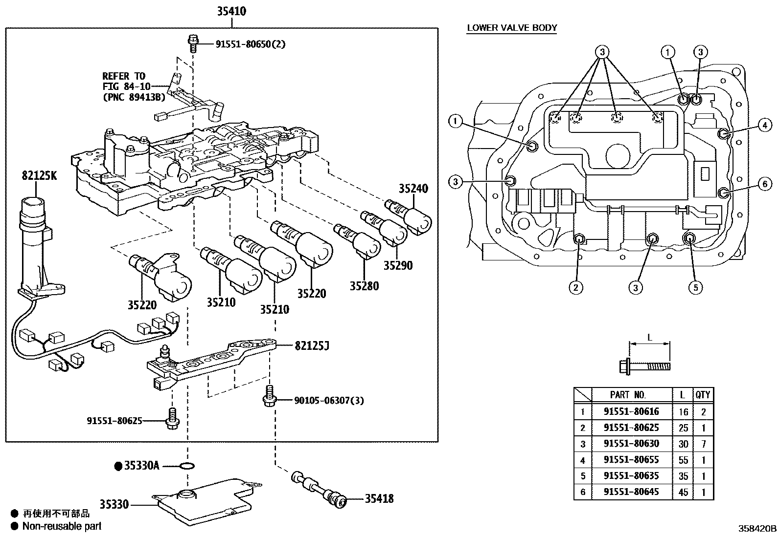 Toyota RAV4 阀体和滤油网(ATM) EPC diagram — 358420B