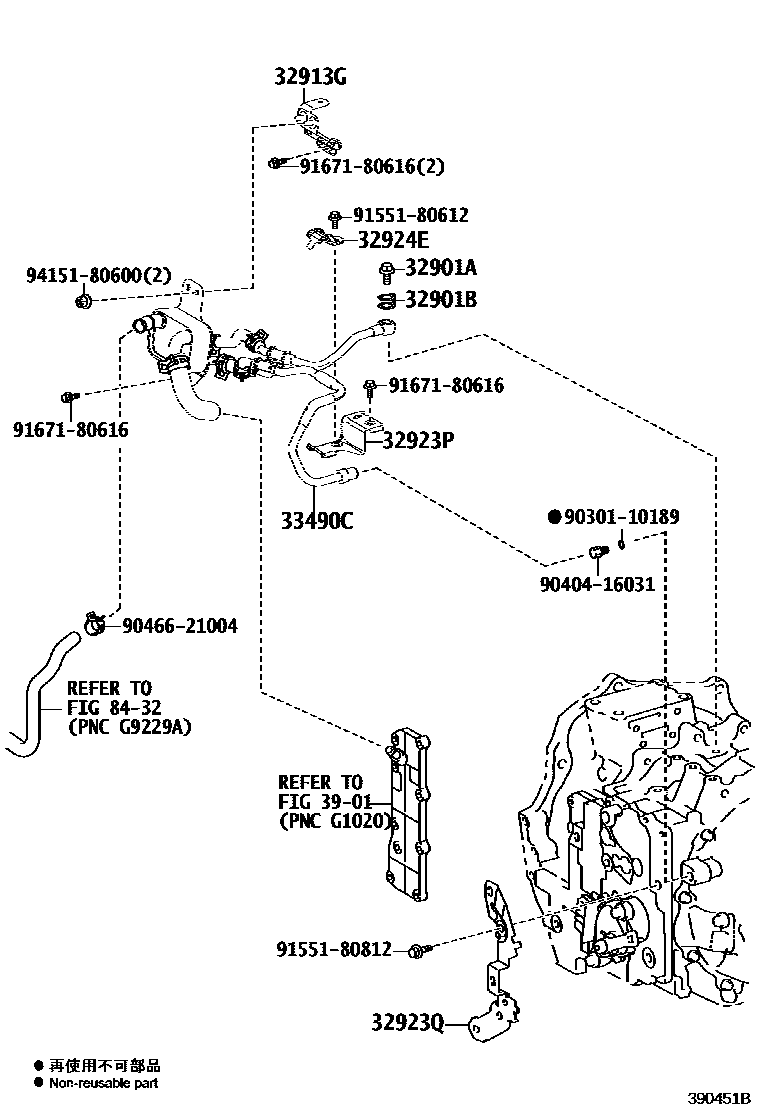 Toyota RAV4 冷却器和配管(HEV 或 BEV 或 FCEV) EPC diagram — 390451B