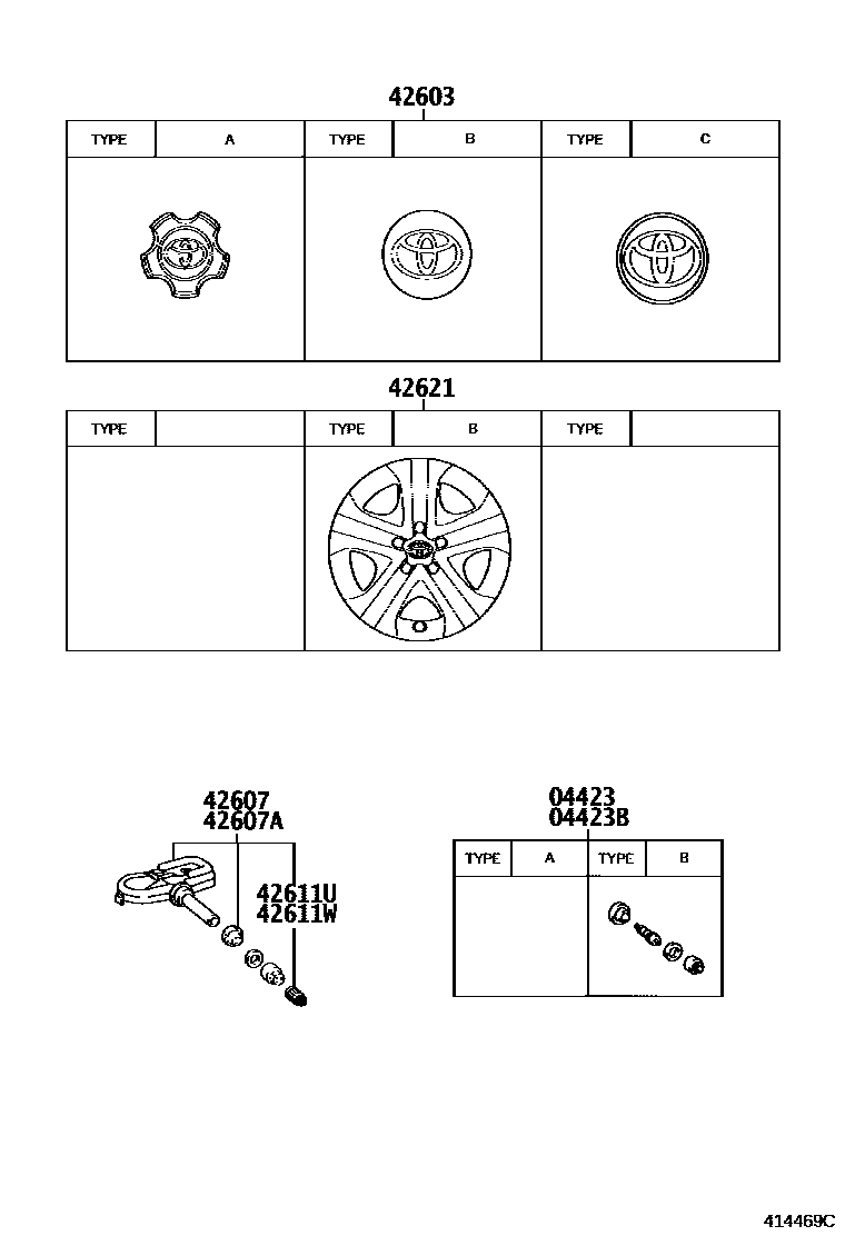 Toyota RAV4 车轮和车轮盖 EPC diagram — 414469C