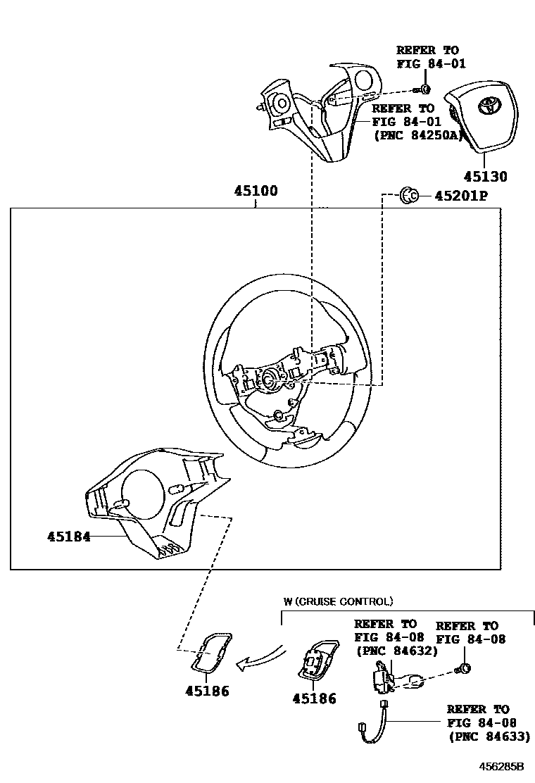 Toyota RAV4 Steering Wheel EPC diagram — 456285B