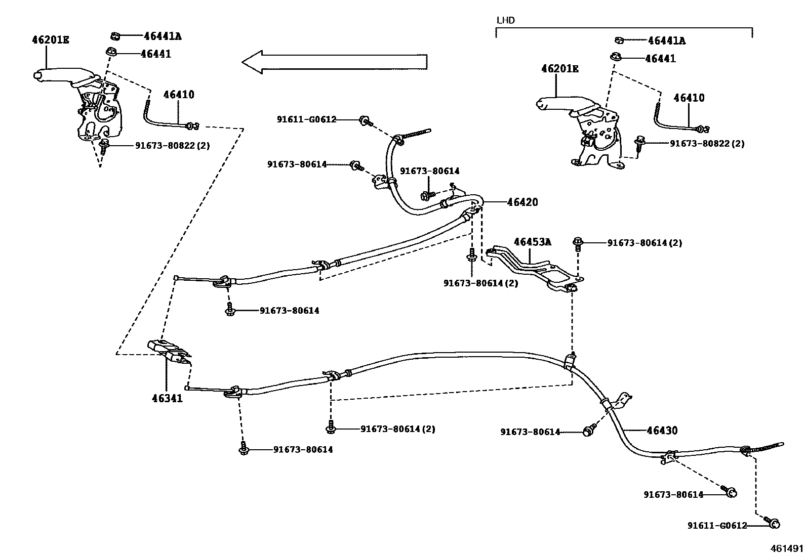 Toyota RAV4 Parking Brake & Cable EPC diagram — 461491