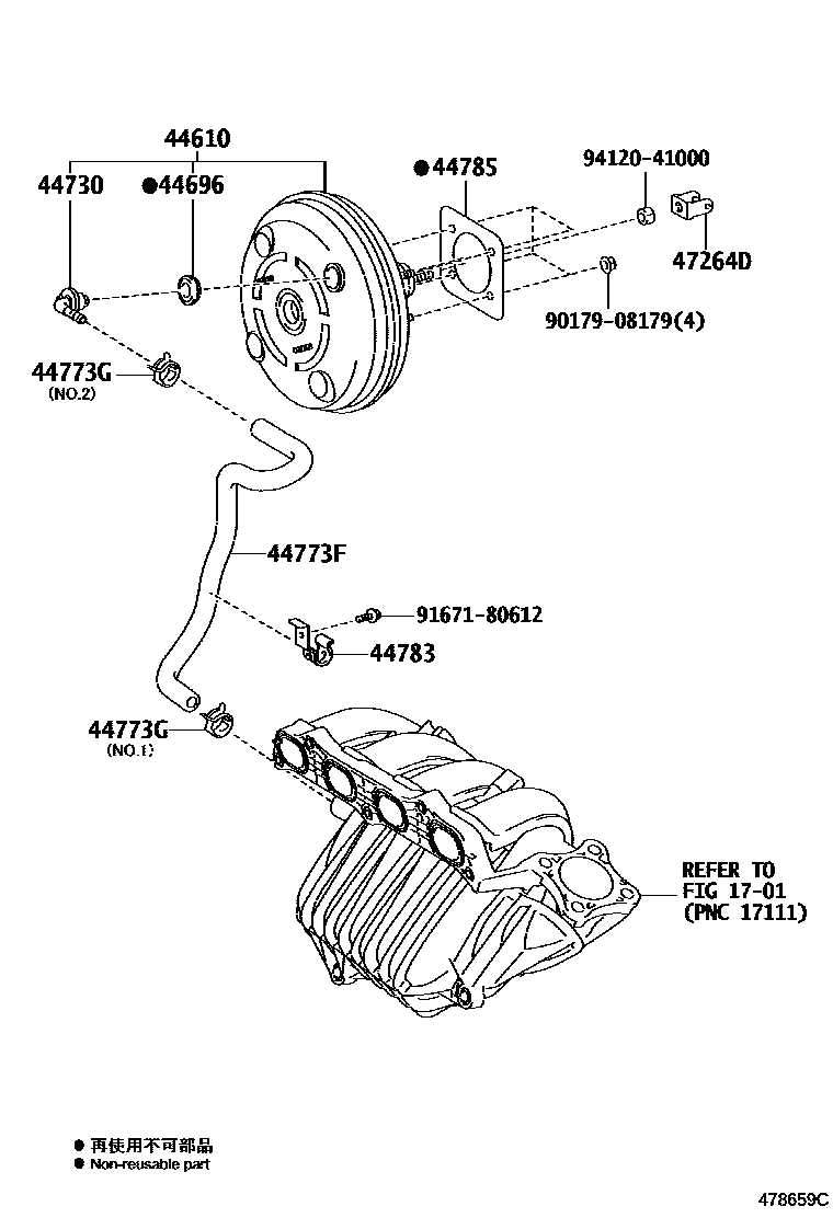 Toyota RAV4 制动助力器和真空管 EPC diagram — 478659C