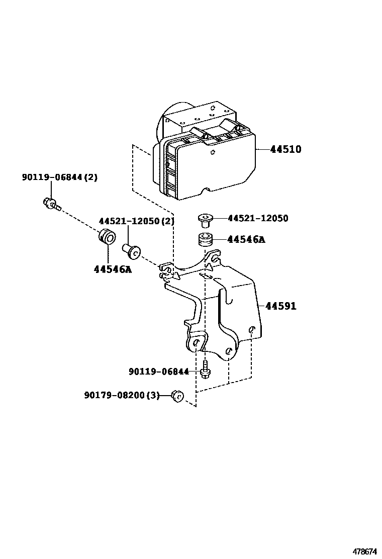 Toyota RAV4 制动配管和卡箍 EPC diagram — 478674