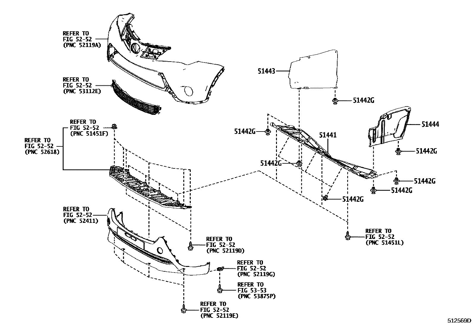 Toyota RAV4 悬架横梁和发动机底罩 EPC diagram — 512569D