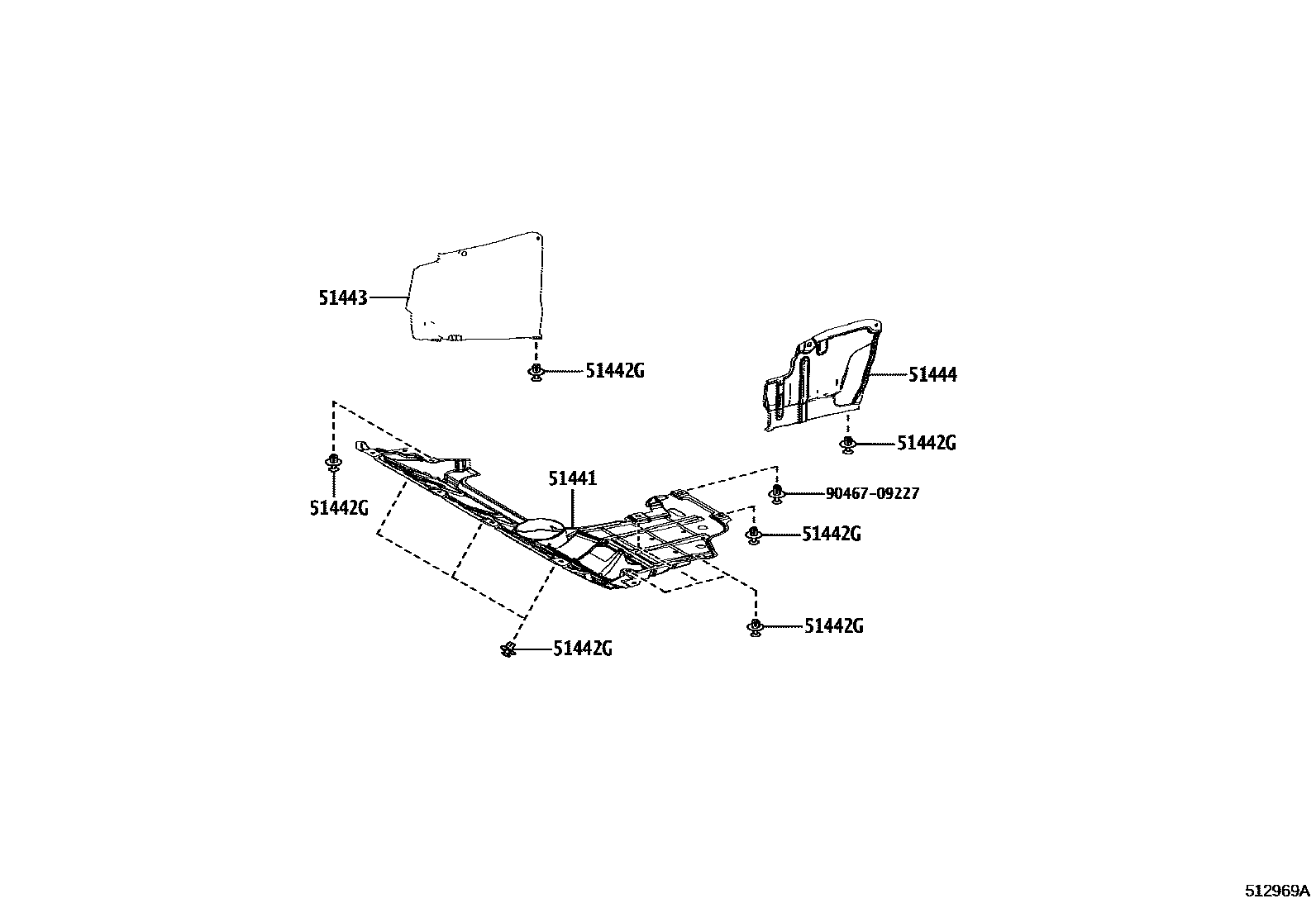Toyota RAV4 悬架横梁和发动机底罩 EPC diagram — 512969A