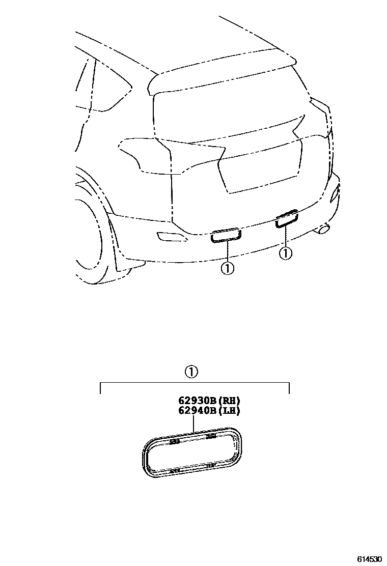 Toyota RAV4 后通风装置和车顶通风装置 EPC diagram — 614530