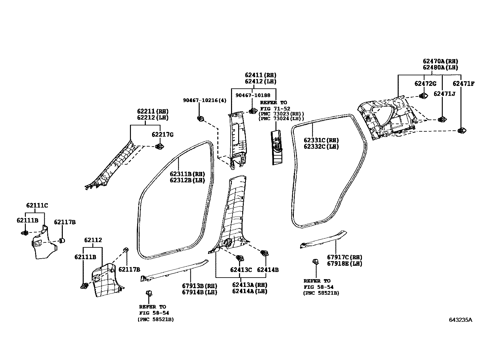 Toyota RAV4 车内装饰板 EPC diagram — 643235A