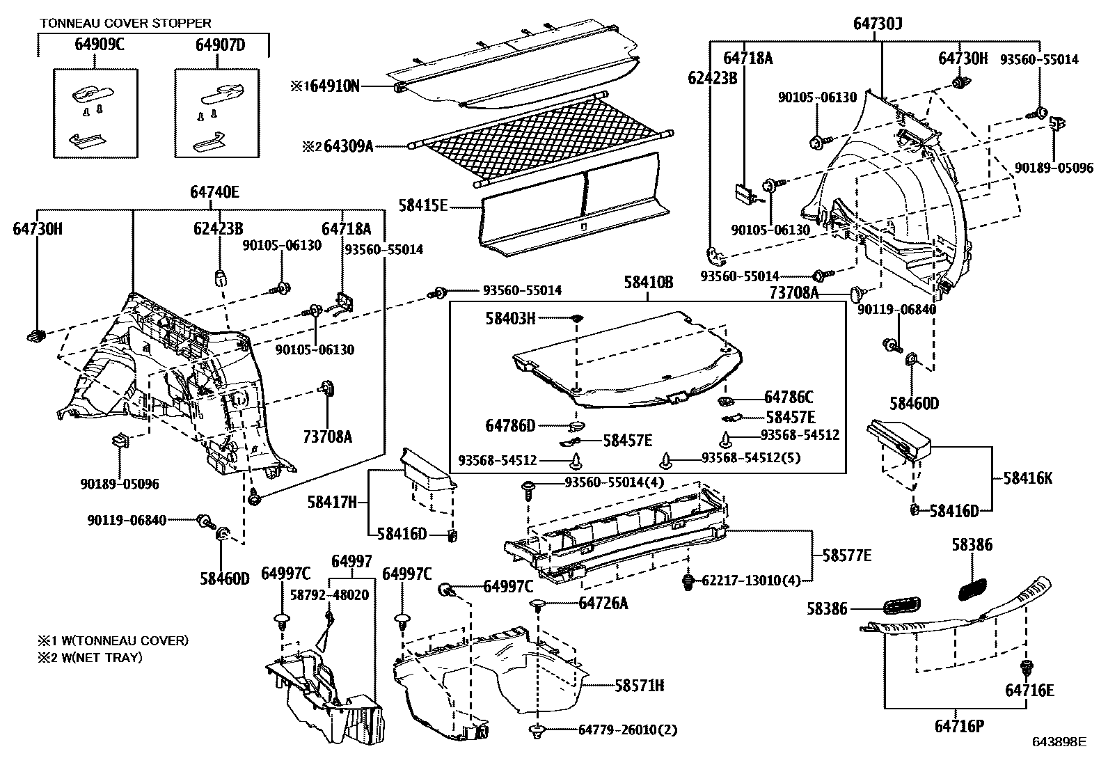 Toyota RAV4 底板和底板装饰罩 EPC diagram — 643898E