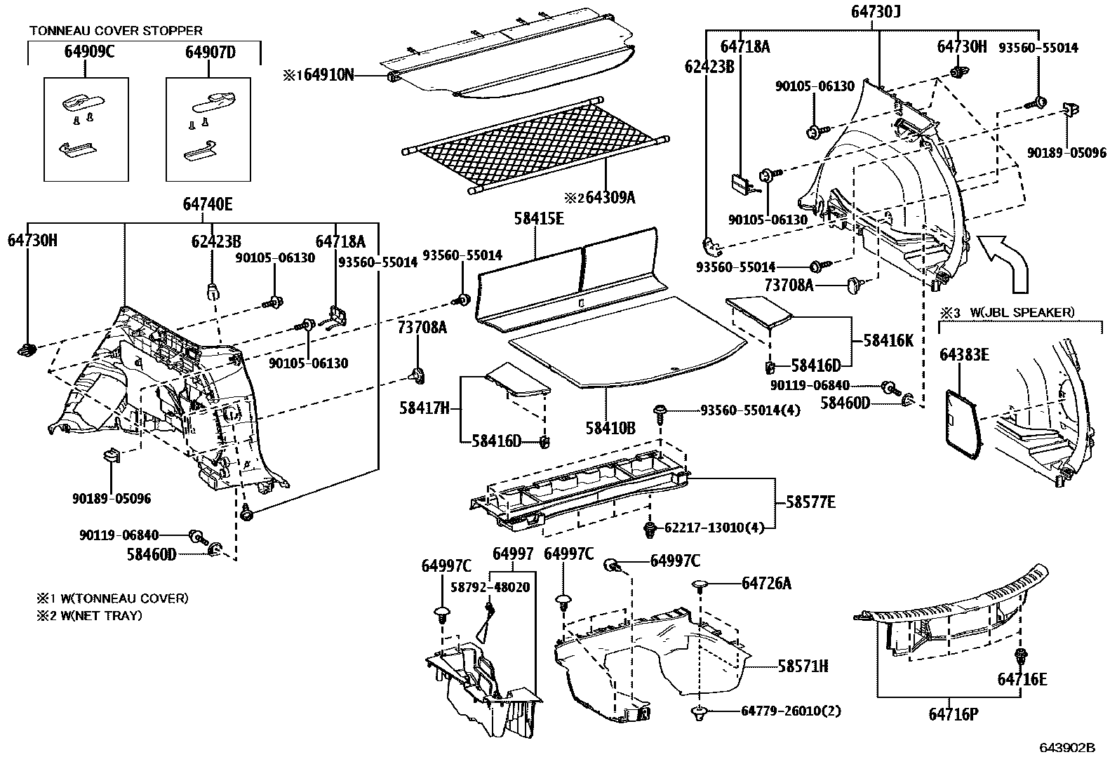 Toyota RAV4 底板和底板装饰罩 EPC diagram — 643902B