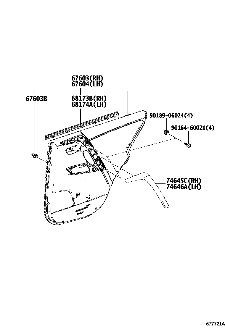 Toyota RAV4 后门板和后门玻璃 EPC diagram — 677721A