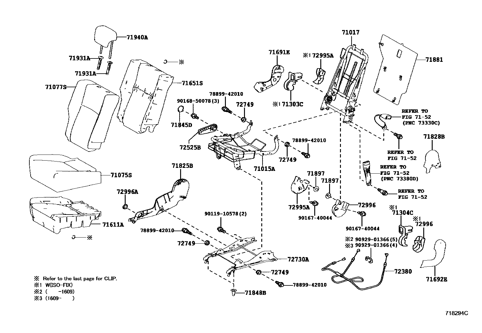 Toyota RAV4 座椅和座椅滑轨 EPC diagram — 718294C