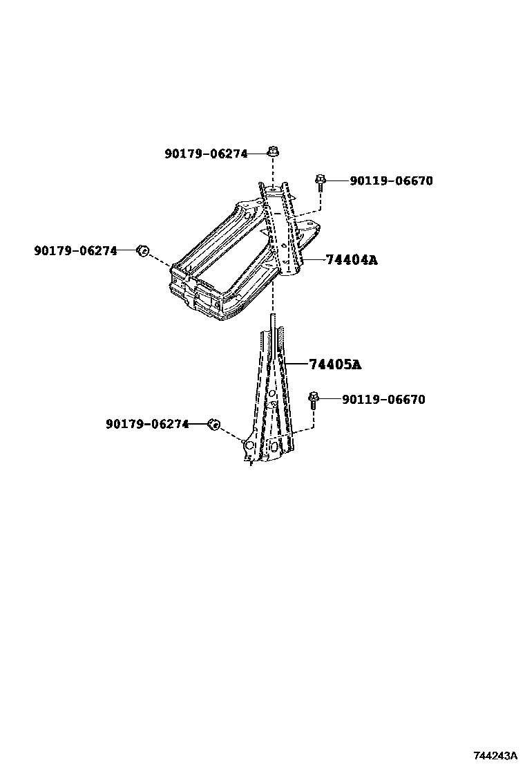 Toyota RAV4 battery holder EPC diagram — 744243A