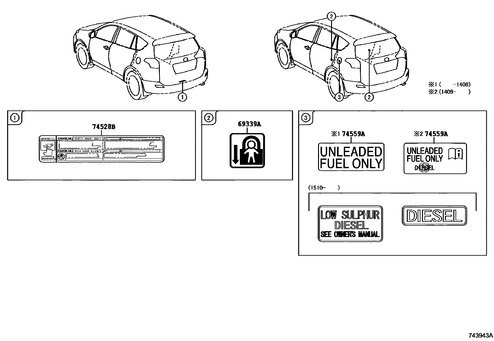 Toyota RAV4 warning nameplate EPC diagram — 743943A
