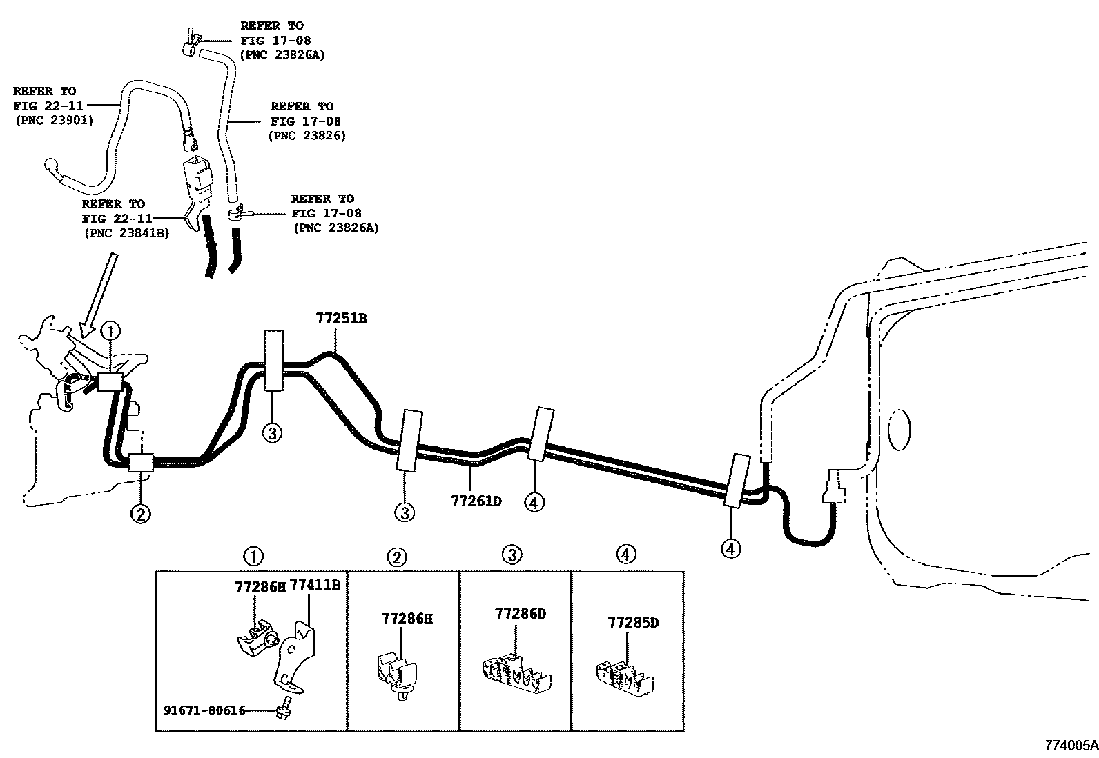 Toyota RAV4 燃油箱和燃油管 EPC diagram — 774005A