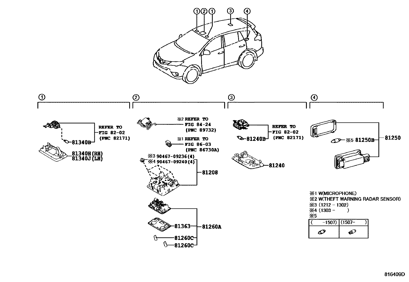 Toyota RAV4 车内灯 EPC diagram — 816409D