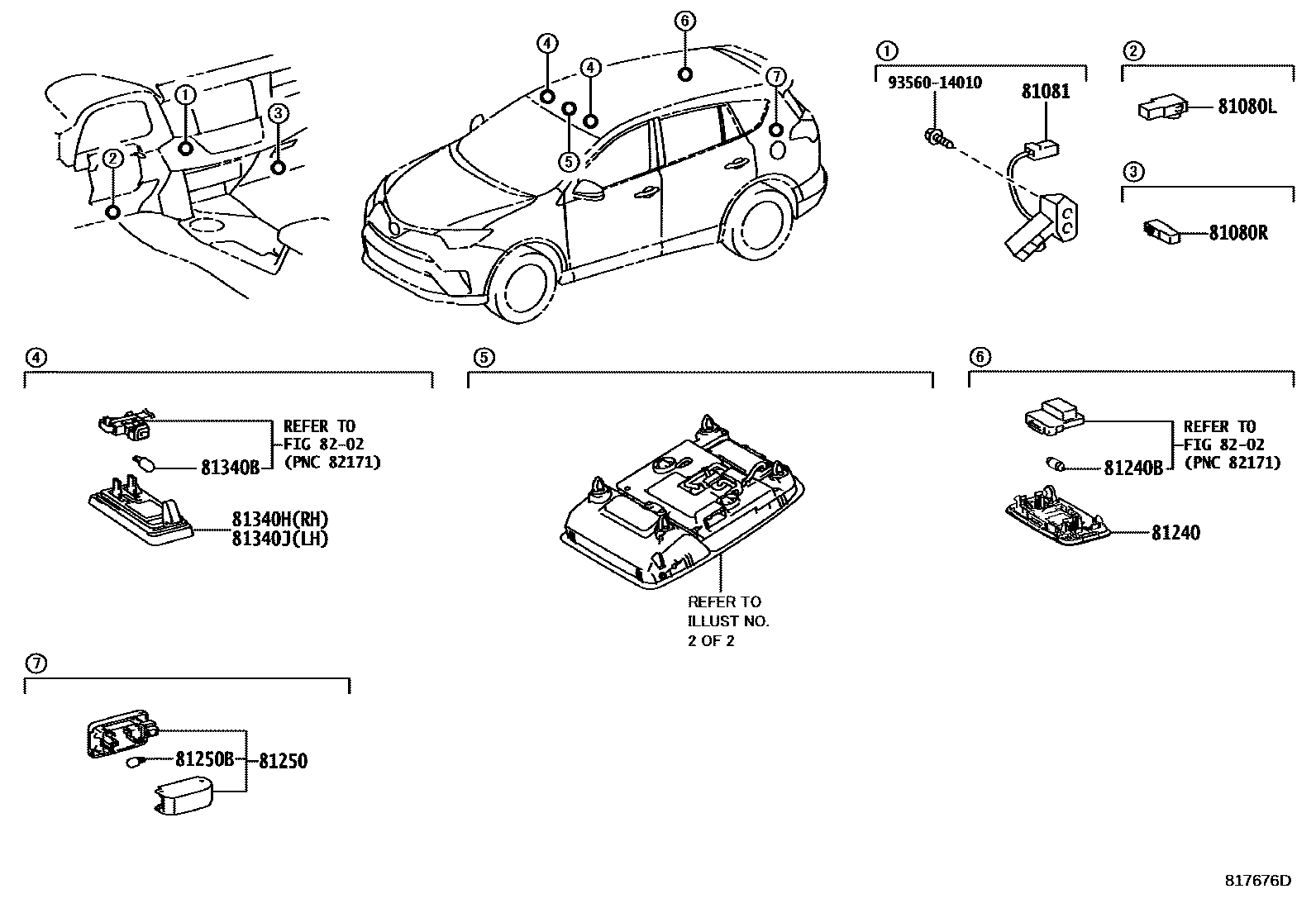 Toyota RAV4 车内灯 EPC diagram — 817676D