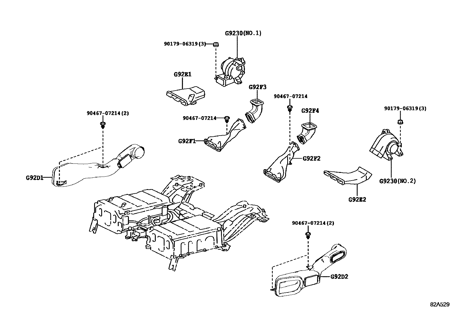 Toyota RAV4 蓄电池和蓄电池电缆 EPC diagram — 82A529