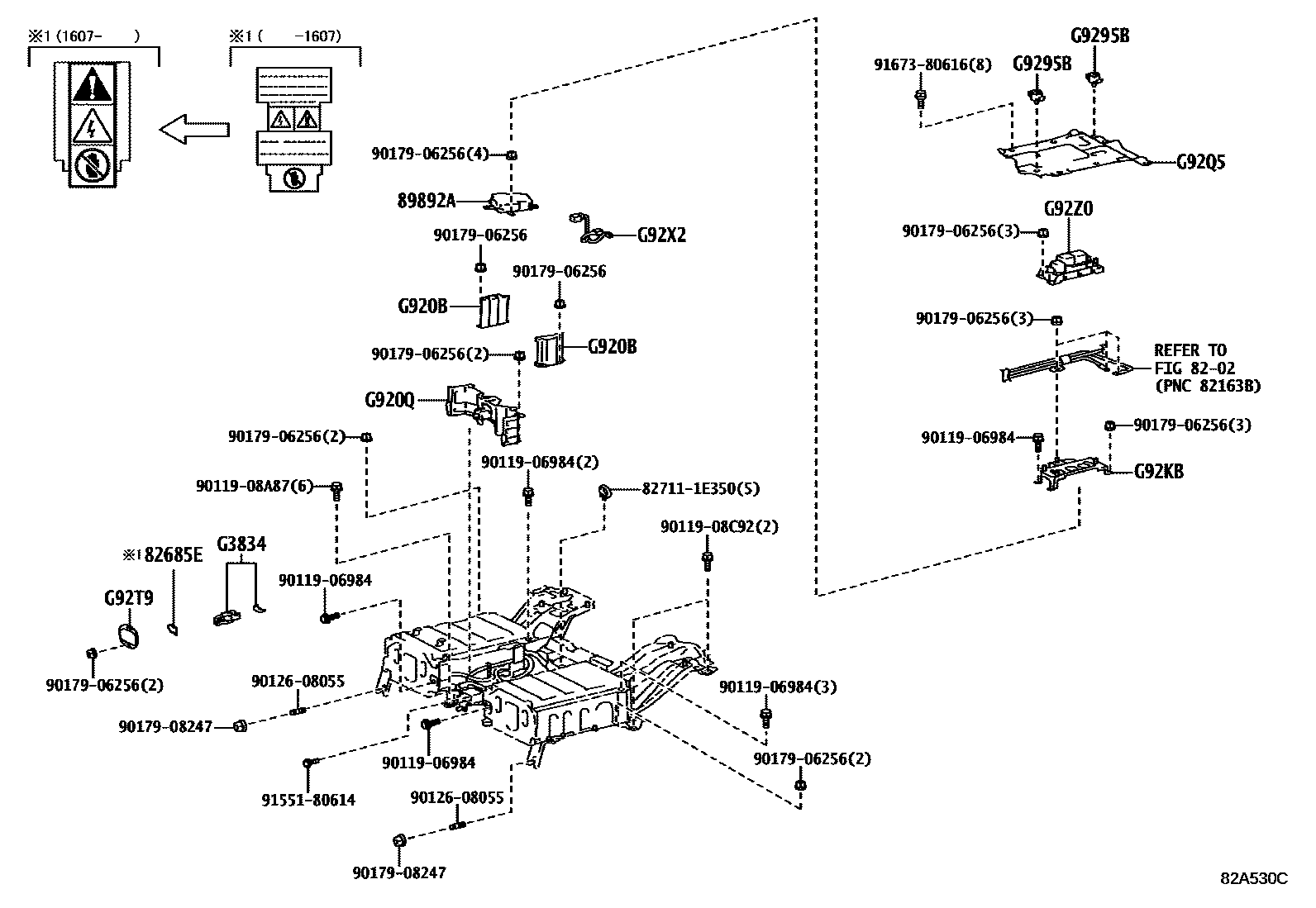 Toyota RAV4 蓄电池和蓄电池电缆 EPC diagram — 82A530C