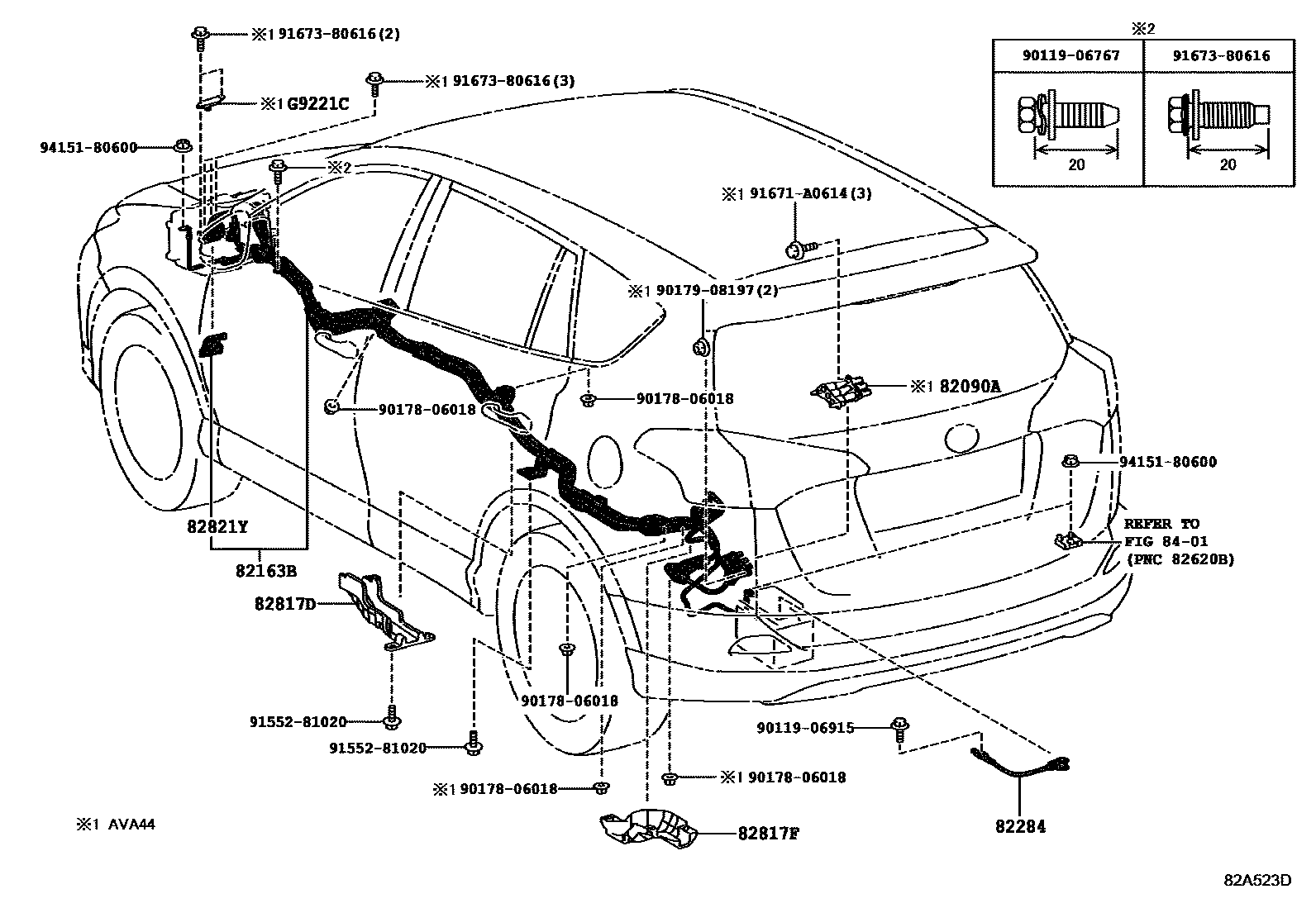 Toyota RAV4 线束和卡夹 EPC diagram — 82A523D