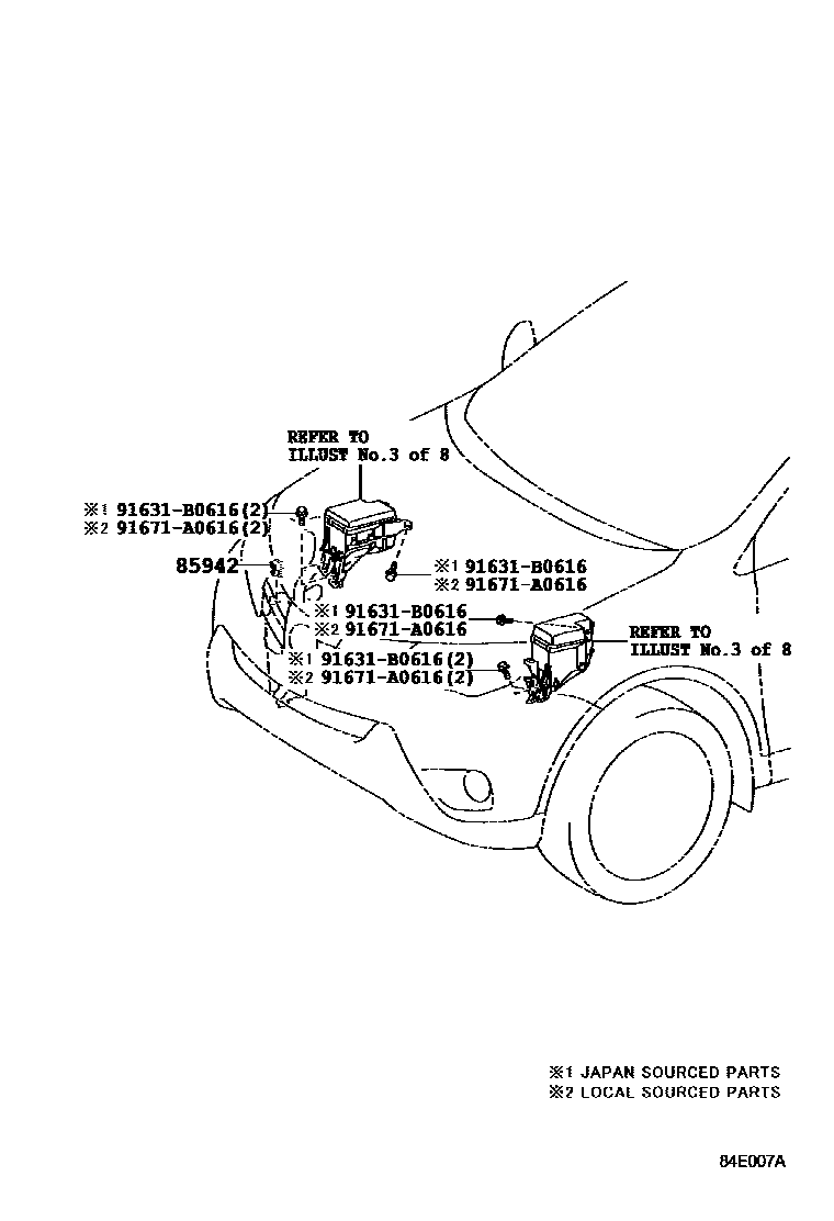 Toyota RAV4 开关和继电器和ECU EPC diagram — 84E007A