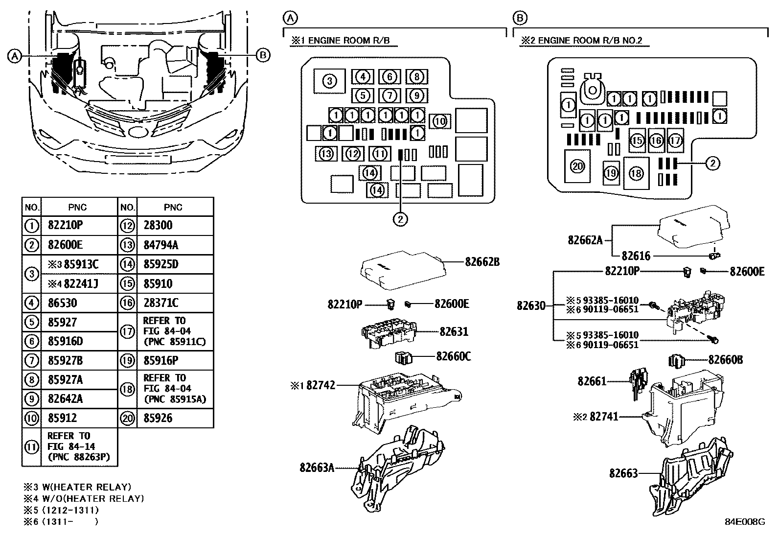 Toyota RAV4 开关和继电器和ECU EPC diagram — 84E008G
